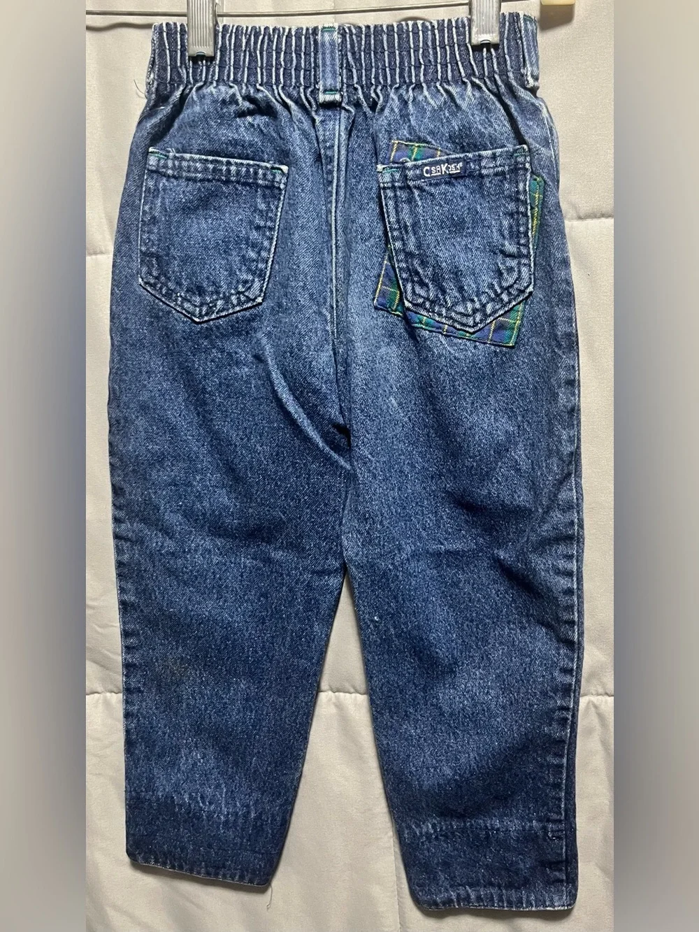 Vintage 90s OshKosh B’Gosh Plaid Accent Denim Jeans Size 4T Made in USA